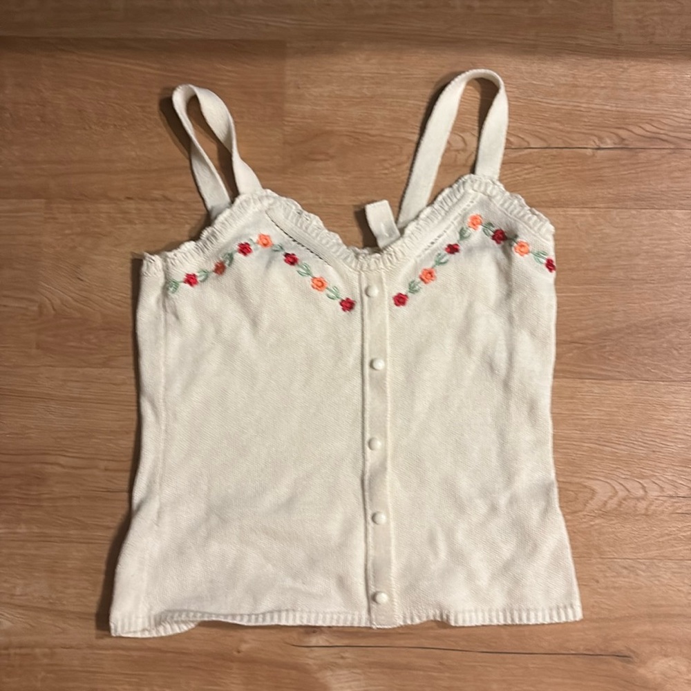 Embroidered knit top XS
